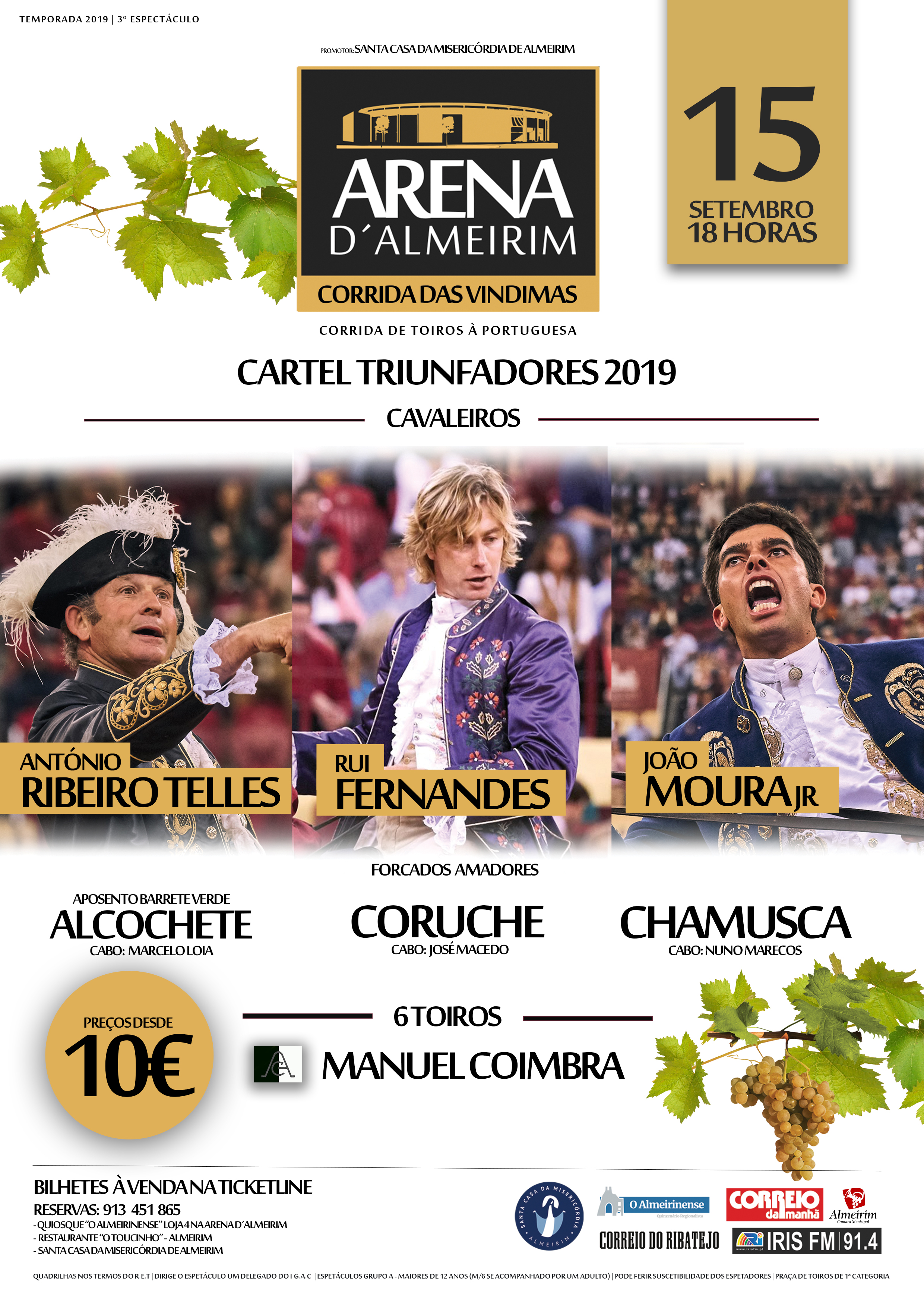 Telles, Fernandes e Moura Jr. na Corrida das Vindimas, em Almeirim