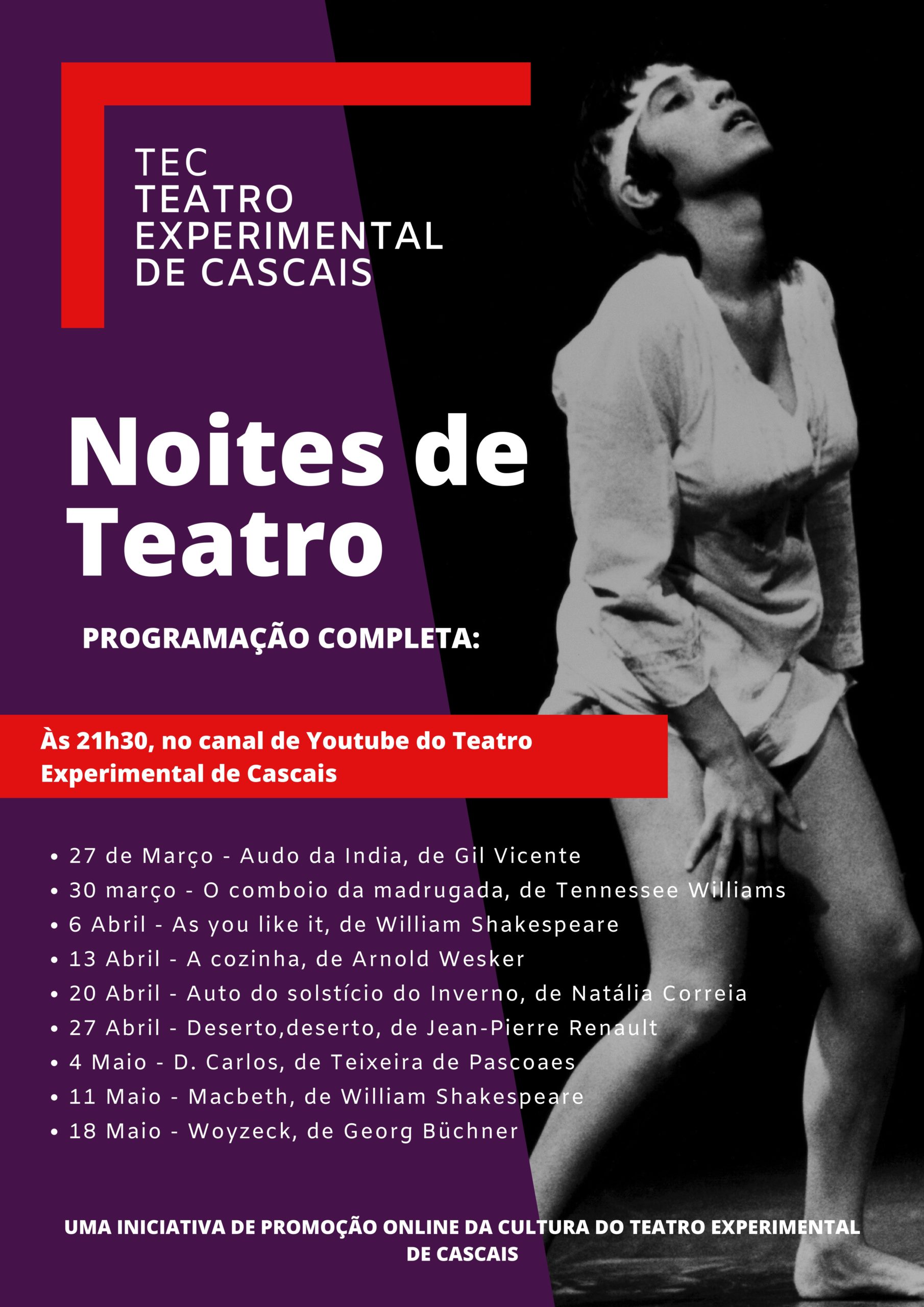 Teatro Experimental de Cascais estreia “Noites de Teatro” gratuitas no seu canal de Youtube