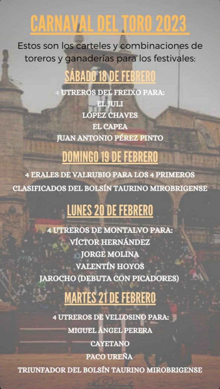 Carnaval del Toro em Ciudad Rodrigo: Os cartéis oficiais