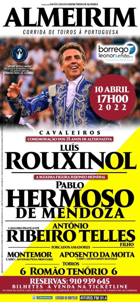 Rouxinol, Hermoso de Mendoza e António Telles (filho) em Almeirim