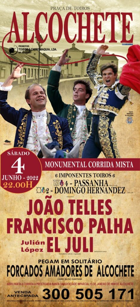 Telles, Palha e El Juli a 4 de Junho em Alcochete