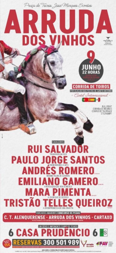Corrida de touros em Arruda dos Vinhos a 9 de Junho e com cartel já definido