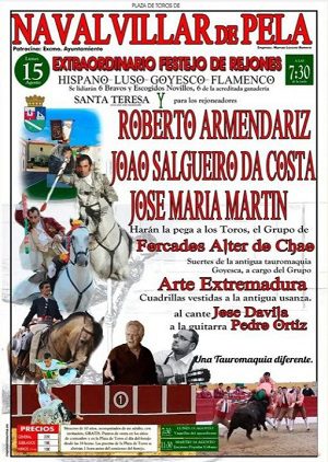 Corrida de rejoneio luso-espanhola em Navalvillar de Pela