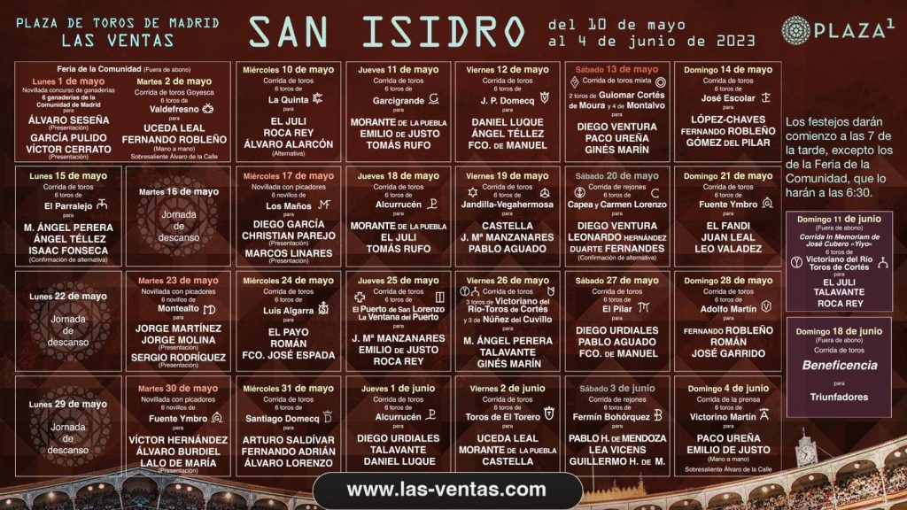 Cartéis oficiais para San Isidro em Las Ventas