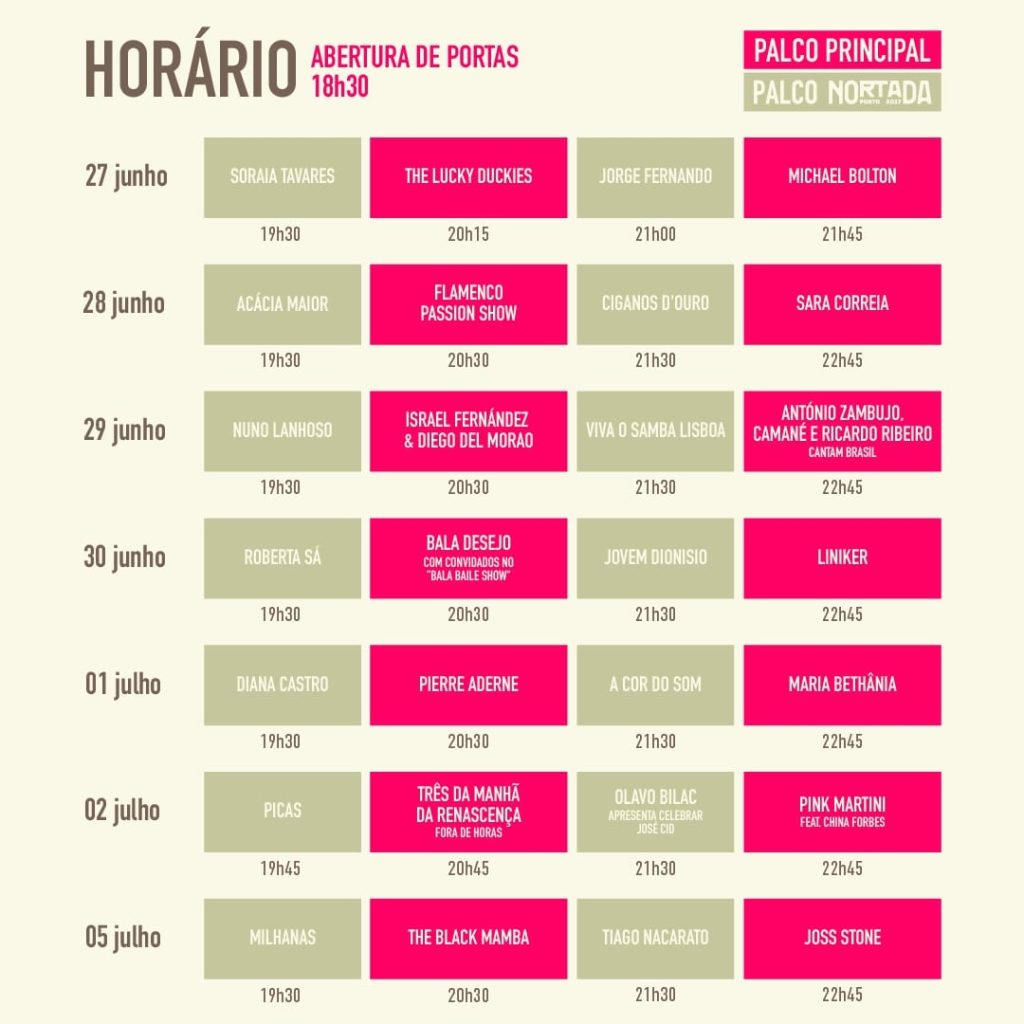 Festival Jardins do Marquês - Oeiras Valley: Horários dos Concertos