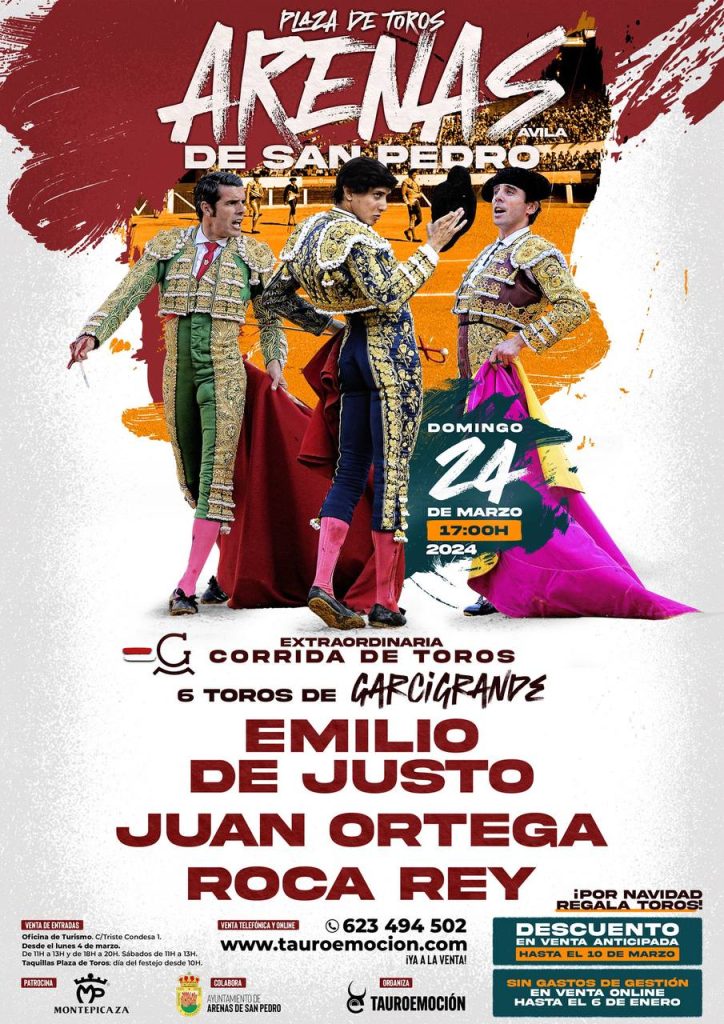 Justo, Ortega e Roca Rey em Arenas de San Pedro