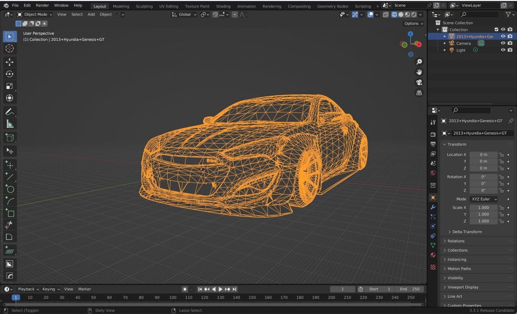 Nvidia na digitalização do sector automóvel, Modelo 3D Blender